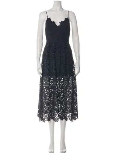 Pre-owned Astr Lace Pattern Midi Length Dress In Blue