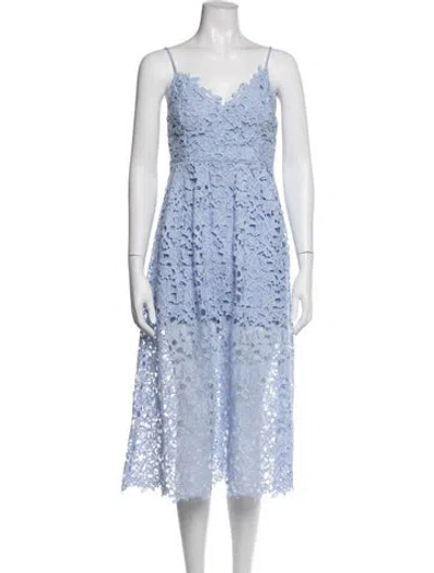 Pre-owned Astr Lace Pattern Midi Length Dress In Blue