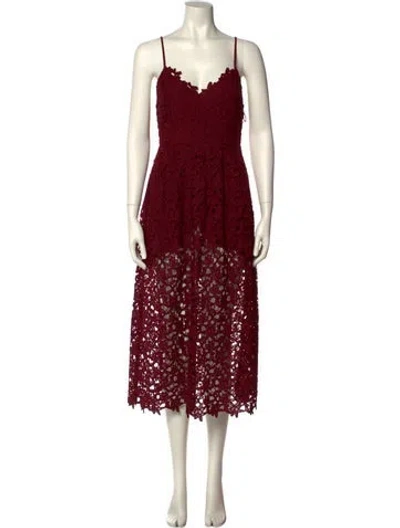 Pre-owned Astr Lace Pattern Midi Length Dress In Burgundy
