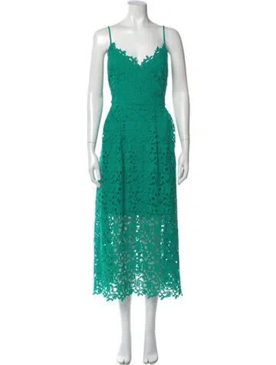 Pre-owned Astr Lace Pattern Midi Length Dress In Green