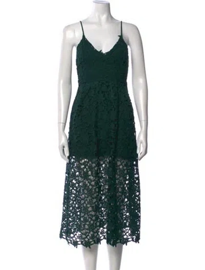 Pre-owned Astr Lace Pattern Midi Length Dress In Green