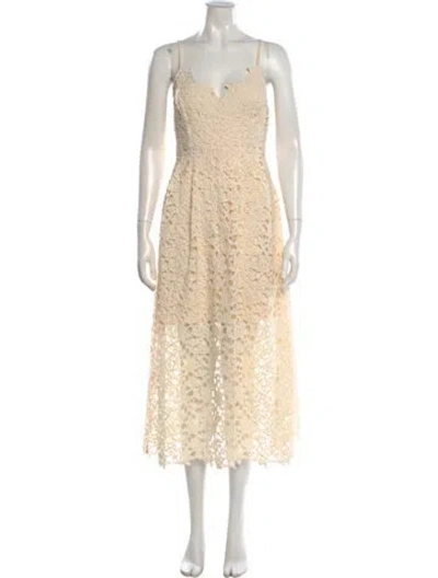 Pre-owned Astr Lace Pattern Midi Length Dress In Neutral