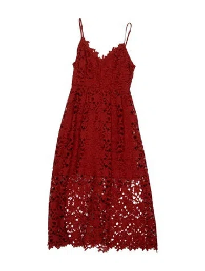 Pre-owned Astr Lace Pattern Midi Length Dress In Orange/red