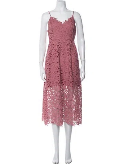 Pre-owned Astr Lace Pattern Midi Length Dress In Pink