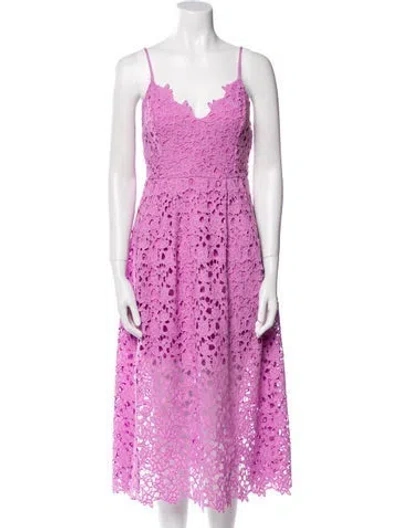 Pre-owned Astr Lace Pattern Midi Length Dress In Purple
