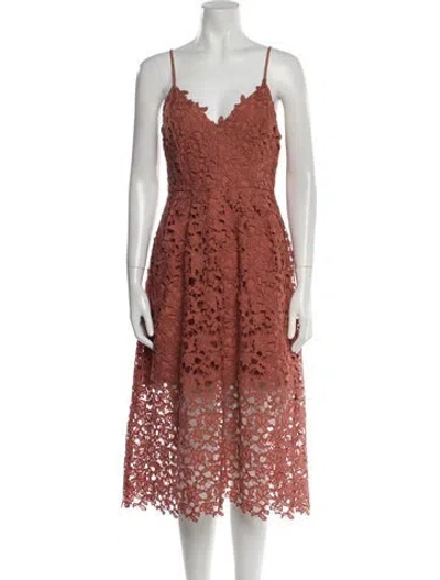 Pre-owned Astr Lace Pattern Midi Length Dress In Red