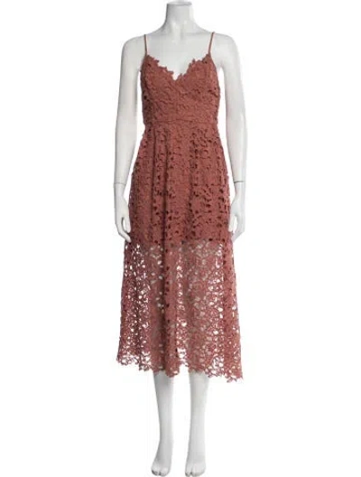 Pre-owned Astr Lace Pattern Midi Length Dress In Red