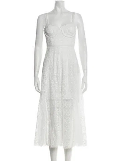 Pre-owned Astr Lace Pattern Midi Length Dress W/ Tags In White