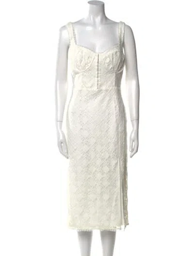 Pre-owned Astr Lace Pattern Midi Length Dress In White
