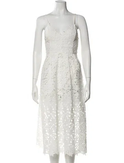 Pre-owned Astr Lace Pattern Midi Length Dress In White
