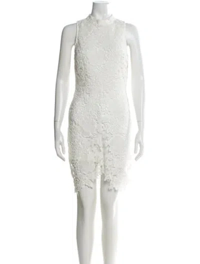 Pre-owned Astr Lace Pattern Midi Length Dress In White