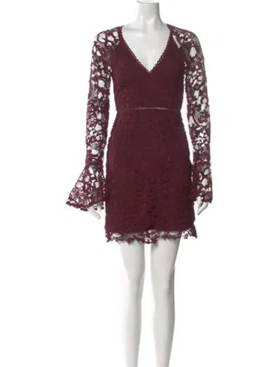 Pre-owned Astr Lace Pattern Mini Dress In Burgundy