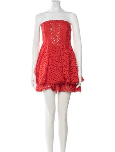 Pre-owned Astr Lace Pattern Mini Dress In Red