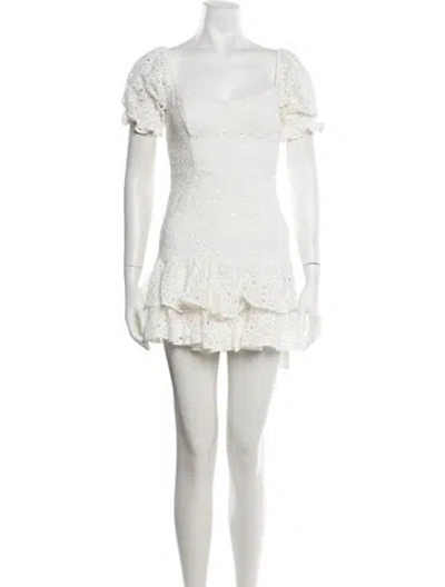 Pre-owned Astr Lace Pattern Mini Dress In White