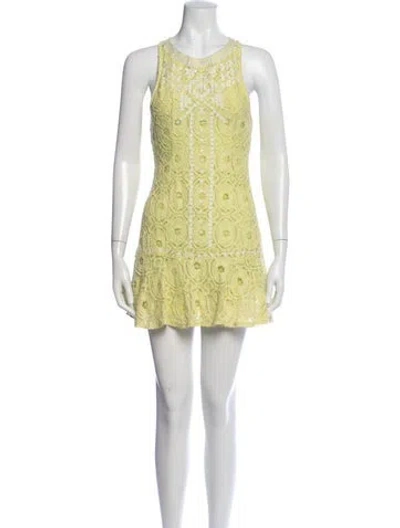 Pre-owned Astr Lace Pattern Mini Dress In Yellow