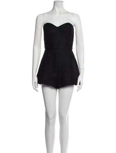 Pre-owned Astr Lace Pattern Strapless Romper In Black
