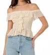 Astr The Label Off The Shoulder Lace Peplum Top In Neutral