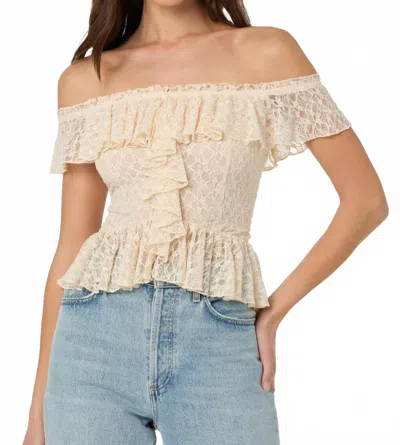 ASTR LACE RUFFLE TOP IN IVORY
