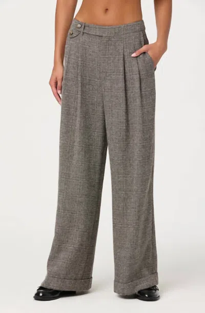 Astr Lanie Relaxed Tweed Trousers In Grey Plaid In Gray