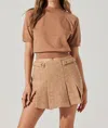 Astr The Label Bronwyn Pleated Tweed Miniskort In Brown