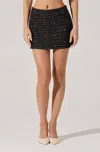Astr The Label Laudine Faux Pearl Tweed Miniskirt In Black