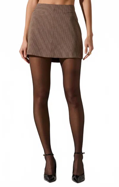 Astr Laudine Skirt In Brown Houndstooth