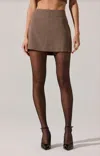 Astr Laudine Tailored Mini Skirt In Brown Houndstooth In Brown