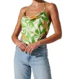 Astr Layra Handkerchief Top In Green Mustard In Multi
