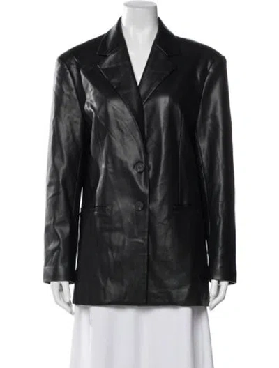 Pre-owned Astr Leather Blazer In Black