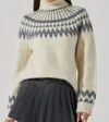 Astr Leka Fairysle Turtle Sweater In Cream In White
