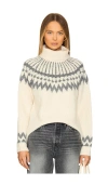 Astr The Label Fair Isle Turtleneck Relaxed Fit Sweater In Cream