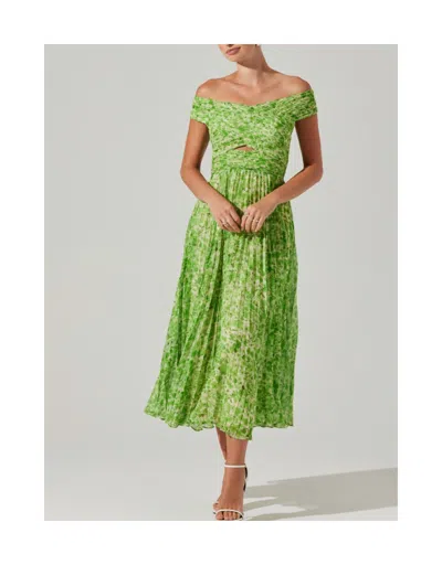 Astr Leonara Midi Dress In Green Floral