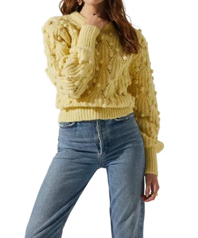 Astr Lexi Pom Pom Embellished Sweater In Yellow