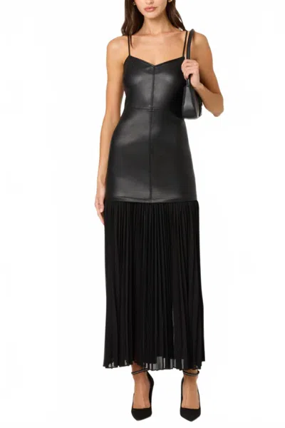 Astr Lezith Faux Leather Maxi Dress In Black