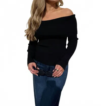 Astr Lidia Ribbed Off Shoulder Sweater In Black