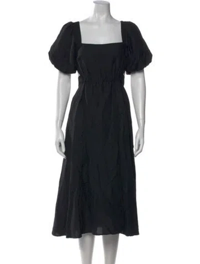 Pre-owned Astr Linen Long Dress In Black