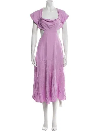 Pre-owned Astr Linen Long Dress In Purple
