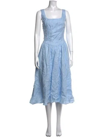 Pre-owned Astr Linen Midi Length Dress In Blue