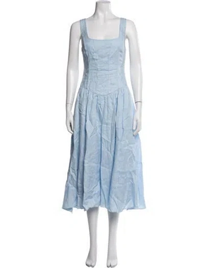 Pre-owned Astr Linen Midi Length Dress In Blue