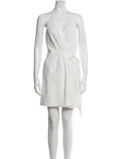 Pre-owned Astr Linen Mini Dress In White