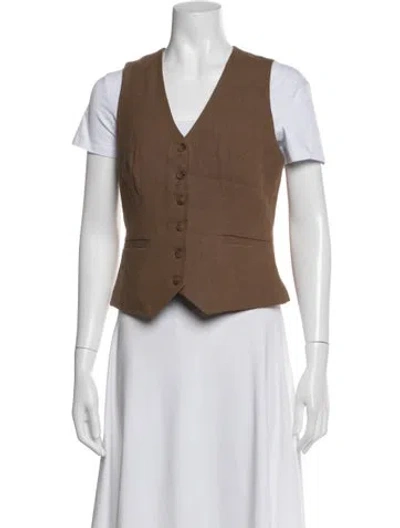 Pre-owned Astr Linen Vest In Brown