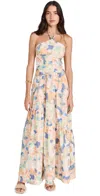 Astr Linnea Halter Maxi Dress In Green Orange Multi