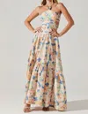 Astr Linnea Halter Maxi Dress In Green Orange Multi