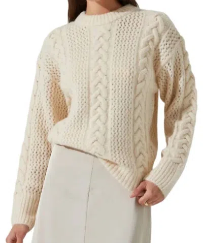 Astr Lizbeth Cable Knit Sweater In Cream In White