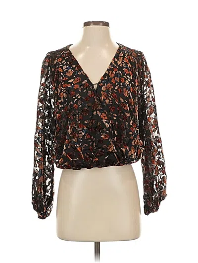 Pre-owned Astr Long Sleeve Blouse In Black