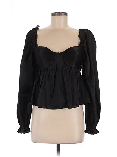 Pre-owned Astr Long Sleeve Blouse In Black