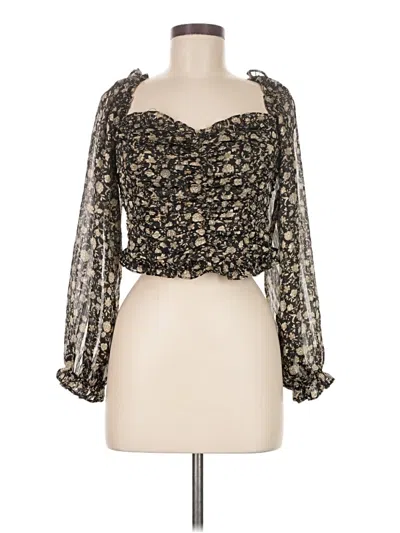 Pre-owned Astr Long Sleeve Blouse In Black