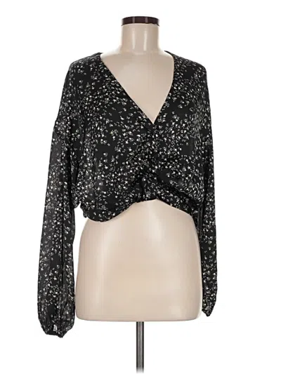 Pre-owned Astr Long Sleeve Blouse In Black
