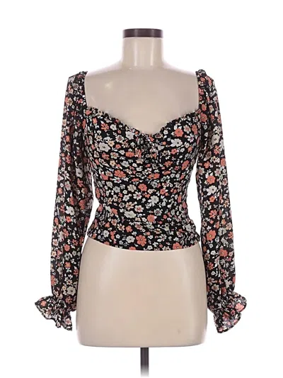Pre-owned Astr Long Sleeve Blouse In Black