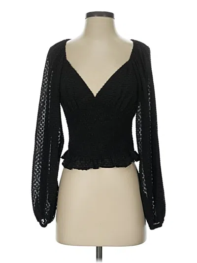 Pre-owned Astr Long Sleeve Blouse In Black
